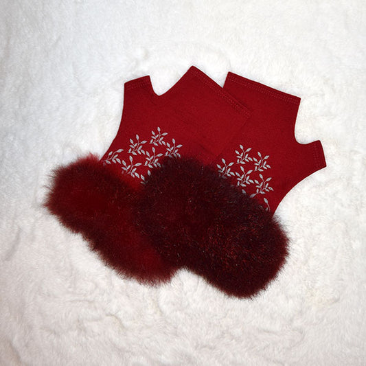Leaves Design Possum Fingerless Gloves