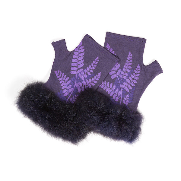 NZ Fern Design Possum Fingerless Gloves